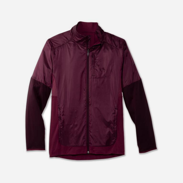 Brooks Fusion Hybrid Mens Running Jackets Ireland Sangria/Merlot/Burgundy (COQS-82410)